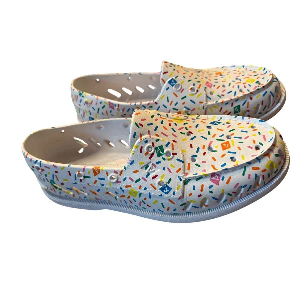 Sperry‎ Authentic Original Float Boat Shoes White Multi Sprinkle Print Mens 9